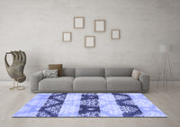 Machine Washable Abstract Blue Contemporary Rug, wshcon592blu