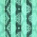 Square Machine Washable Abstract Turquoise Contemporary Area Rugs, wshcon592turq