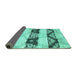 Sideview of Abstract Turquoise Contemporary Rug, con592turq