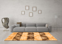 Machine Washable Abstract Orange Contemporary Rug, wshcon592org