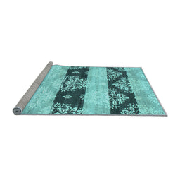 Sideview of Machine Washable Abstract Light Blue Contemporary Rug, wshcon592lblu