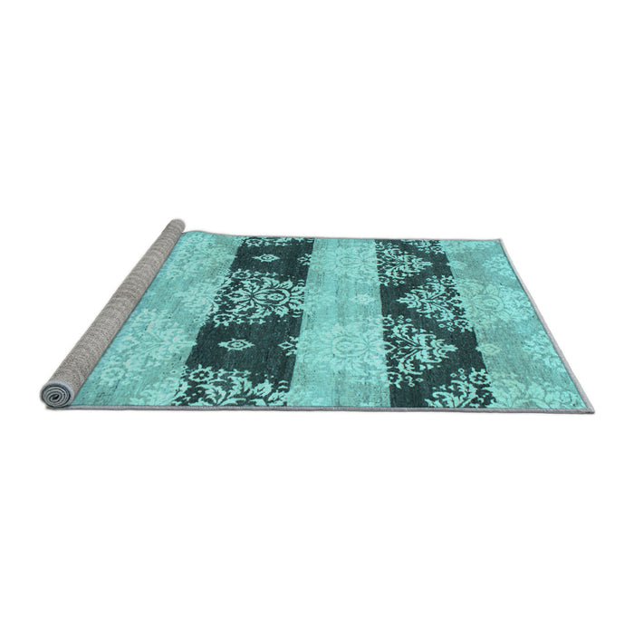 Sideview of Machine Washable Abstract Light Blue Contemporary Rug, wshcon592lblu