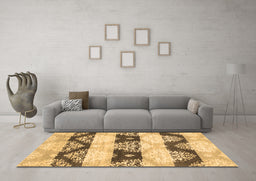 Machine Washable Abstract Brown Contemporary Rug in a Living Room,, wshcon592brn
