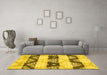 Machine Washable Abstract Yellow Contemporary Rug in a Living Room, wshcon592yw