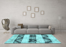Machine Washable Abstract Light Blue Contemporary Rug in a Living Room, wshcon592lblu