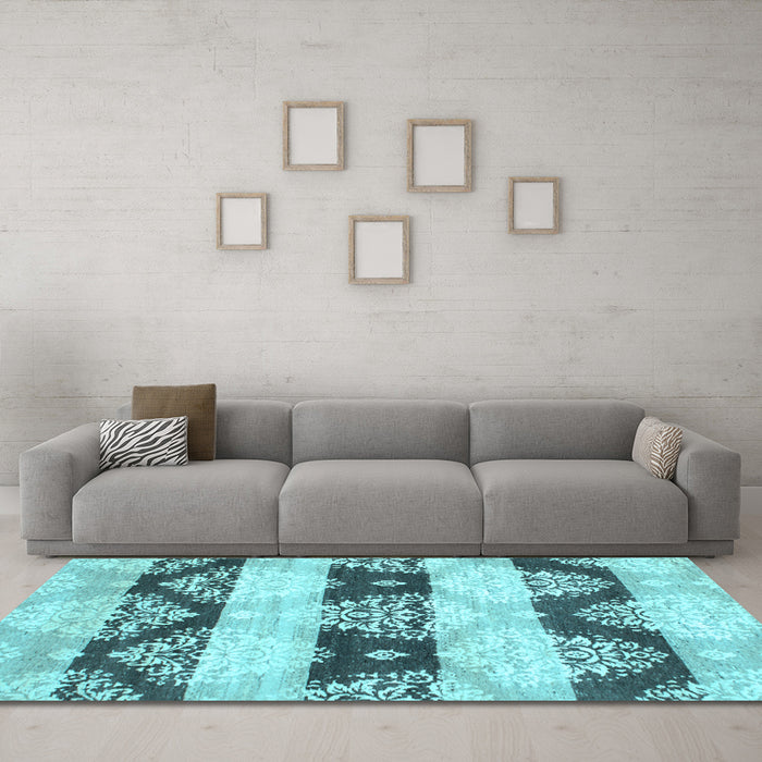 Machine Washable Abstract Light Blue Contemporary Rug in a Living Room, wshcon592lblu