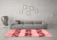 Machine Washable Abstract Red Contemporary Rug, wshcon592red