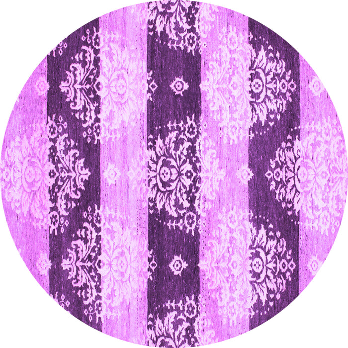 Round Machine Washable Abstract Purple Contemporary Area Rugs, wshcon592pur