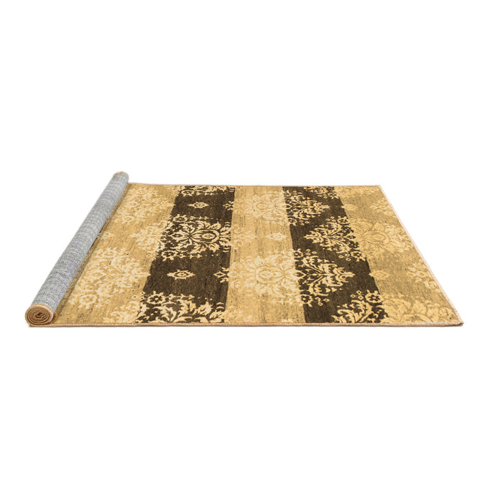 Sideview of Machine Washable Abstract Brown Contemporary Rug, wshcon592brn