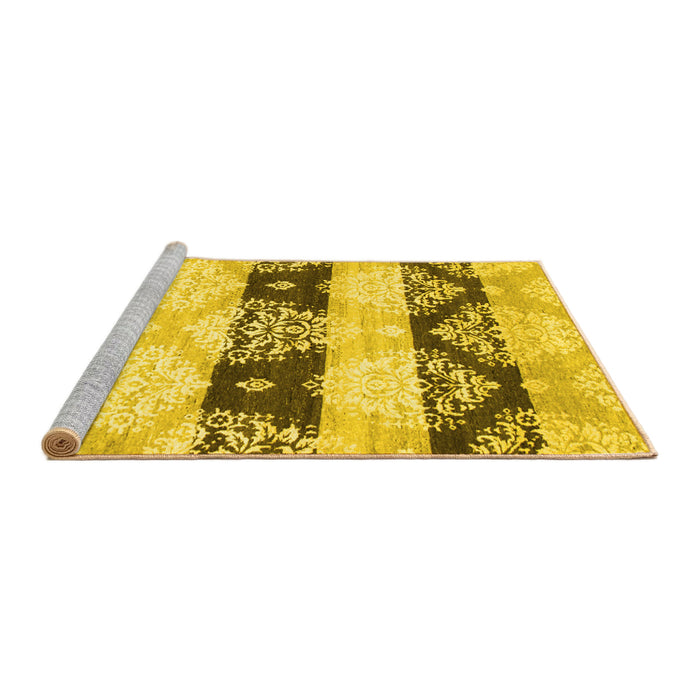 Sideview of Machine Washable Abstract Yellow Contemporary Rug, wshcon592yw