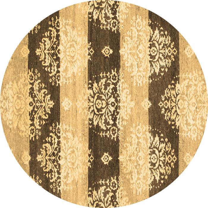 Round Machine Washable Abstract Brown Contemporary Rug, wshcon592brn