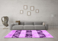 Machine Washable Abstract Purple Contemporary Rug, wshcon592pur