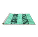 Sideview of Machine Washable Abstract Turquoise Contemporary Area Rugs, wshcon592turq