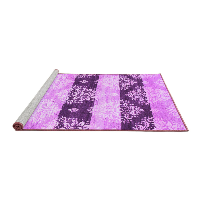 Sideview of Machine Washable Abstract Purple Contemporary Area Rugs, wshcon592pur