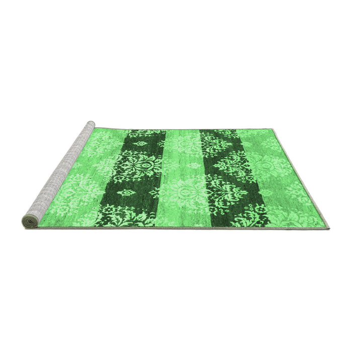 Sideview of Machine Washable Abstract Emerald Green Contemporary Area Rugs, wshcon592emgrn