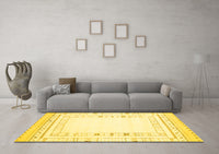 Machine Washable Solid Yellow Modern Rug, wshcon593yw