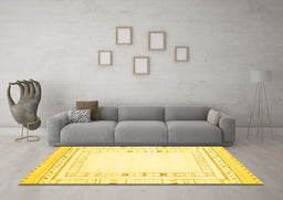 Machine Washable Solid Yellow Modern Rug in a Living Room, wshcon593yw