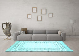Machine Washable Solid Light Blue Modern Rug in a Living Room, wshcon593lblu