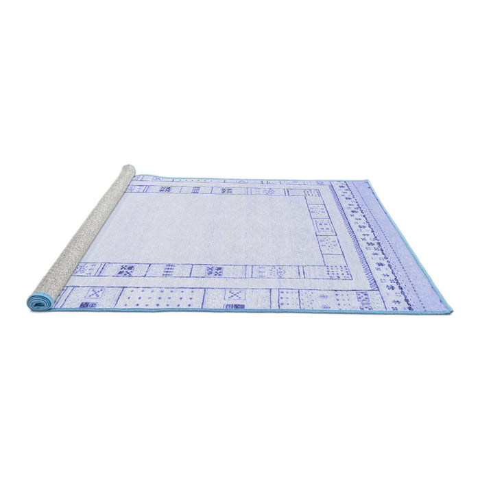 Sideview of Machine Washable Solid Blue Modern Rug, wshcon593blu