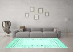 Machine Washable Solid Turquoise Modern Area Rugs in a Living Room,, wshcon593turq