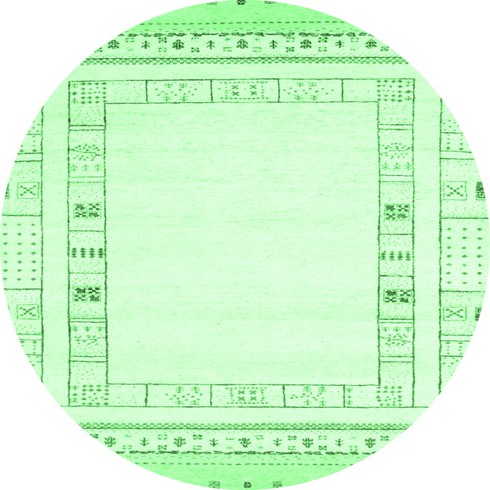 Round Machine Washable Solid Emerald Green Modern Area Rugs, wshcon593emgrn