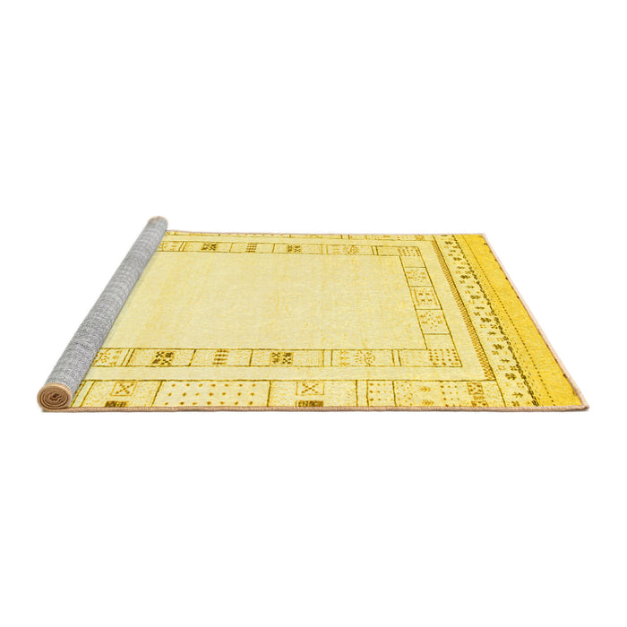Sideview of Machine Washable Solid Yellow Modern Rug, wshcon593yw