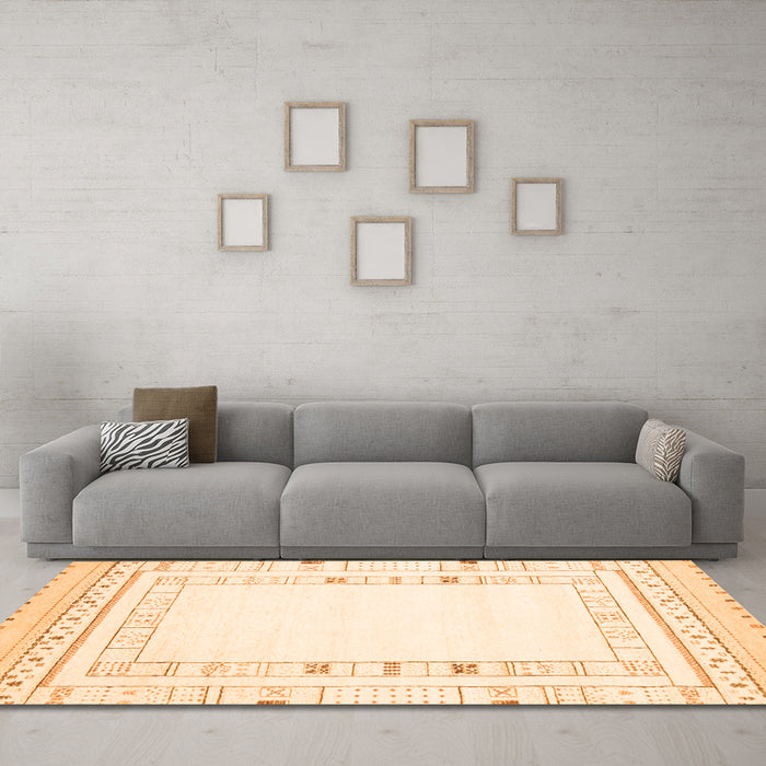 Machine Washable Solid Orange Modern Area Rugs in a Living Room, wshcon593org