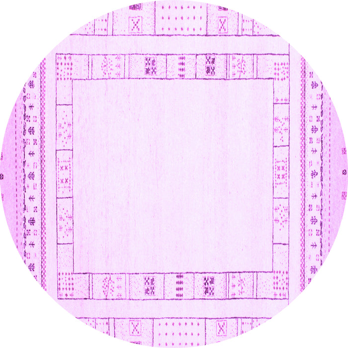 Round Machine Washable Solid Purple Modern Area Rugs, wshcon593pur
