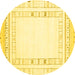 Round Solid Yellow Modern Rug, con593yw