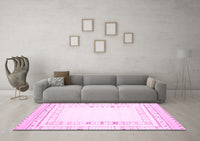 Machine Washable Solid Pink Modern Rug, wshcon593pnk