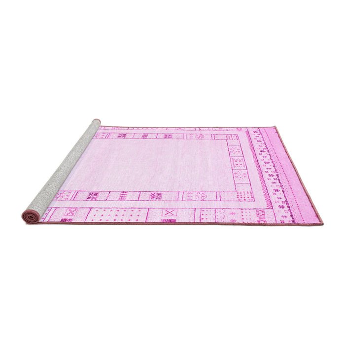 Sideview of Machine Washable Solid Pink Modern Rug, wshcon593pnk