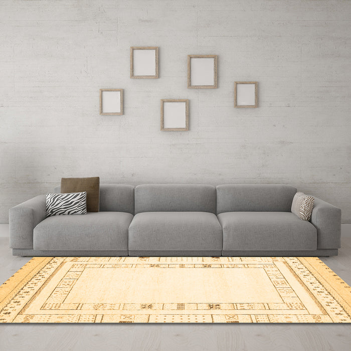 Machine Washable Solid Brown Modern Rug in a Living Room,, wshcon593brn