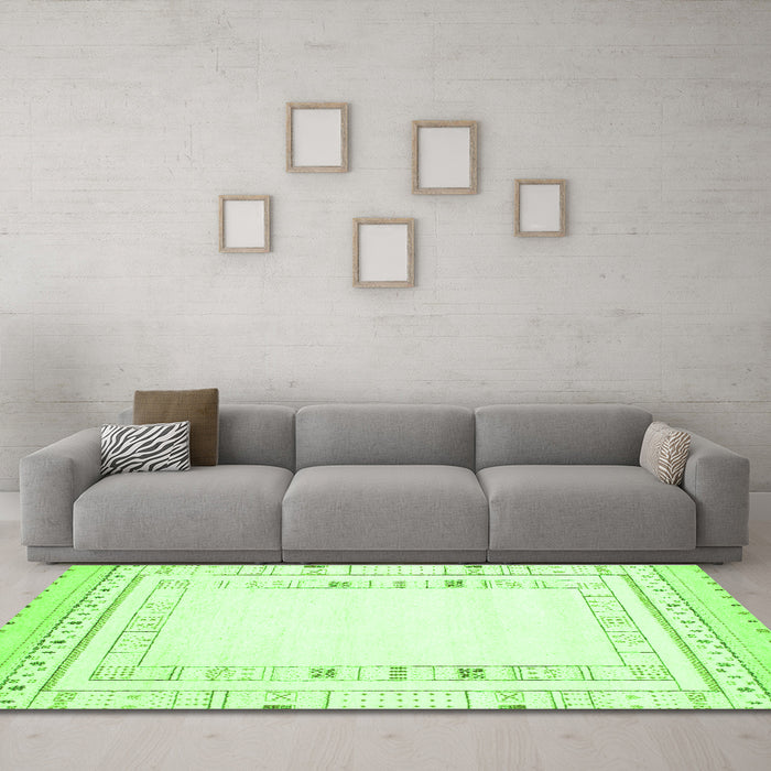 Machine Washable Solid Green Modern Area Rugs in a Living Room,, wshcon593grn