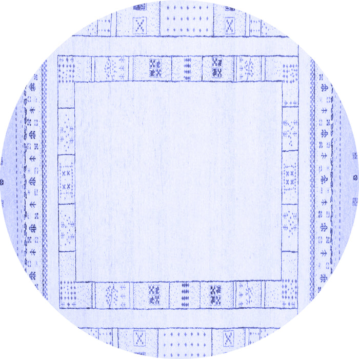 Round Machine Washable Solid Blue Modern Rug, wshcon593blu