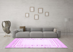 Machine Washable Solid Purple Modern Area Rugs in a Living Room, wshcon593pur