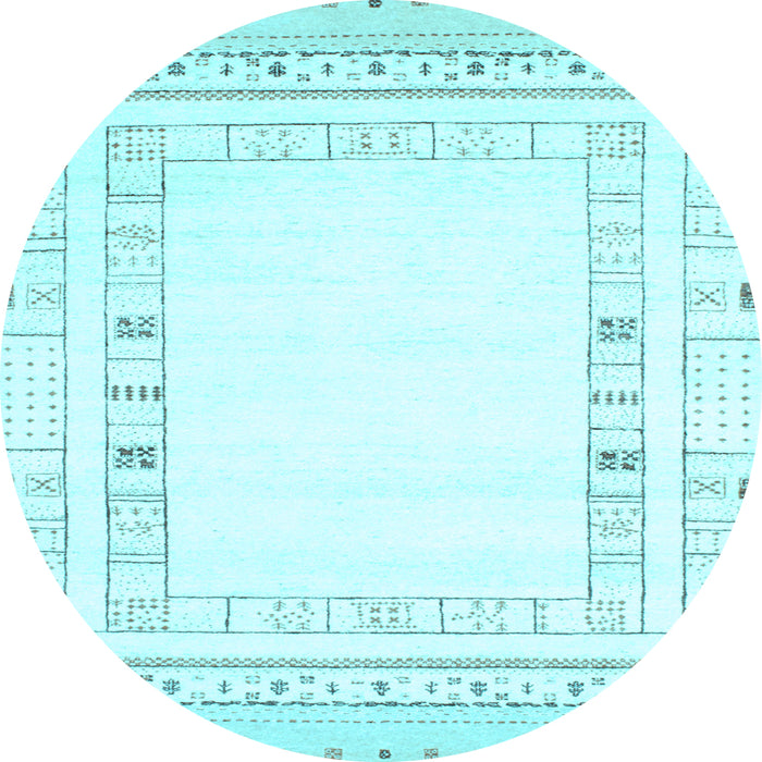 Round Machine Washable Solid Light Blue Modern Rug, wshcon593lblu