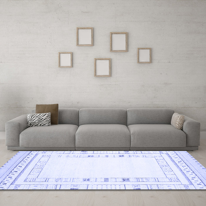 Machine Washable Solid Blue Modern Rug in a Living Room, wshcon593blu