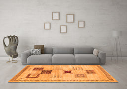 Machine Washable Abstract Orange Contemporary Area Rugs in a Living Room, wshcon594org