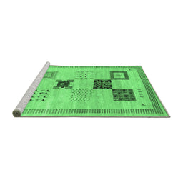Sideview of Machine Washable Abstract Emerald Green Contemporary Area Rugs, wshcon594emgrn