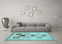 Machine Washable Abstract Light Blue Contemporary Rug, wshcon594lblu