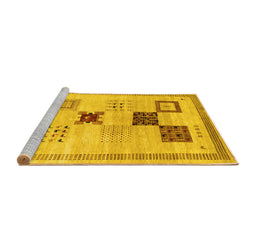 Sideview of Machine Washable Abstract Yellow Contemporary Rug, wshcon594yw