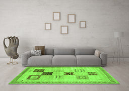 Machine Washable Abstract Green Contemporary Area Rugs in a Living Room,, wshcon594grn