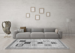 Machine Washable Abstract Gray Contemporary Rug in a Living Room,, wshcon594gry
