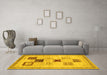 Machine Washable Abstract Yellow Contemporary Rug in a Living Room, wshcon594yw