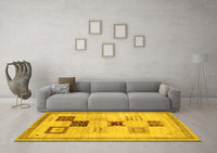 Machine Washable Abstract Yellow Contemporary Rug, wshcon594yw