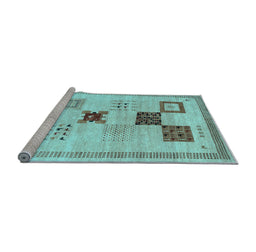 Sideview of Machine Washable Abstract Light Blue Contemporary Rug, wshcon594lblu