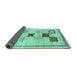 Sideview of Abstract Turquoise Contemporary Rug, con594turq