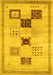 Machine Washable Abstract Yellow Contemporary Rug, wshcon594yw