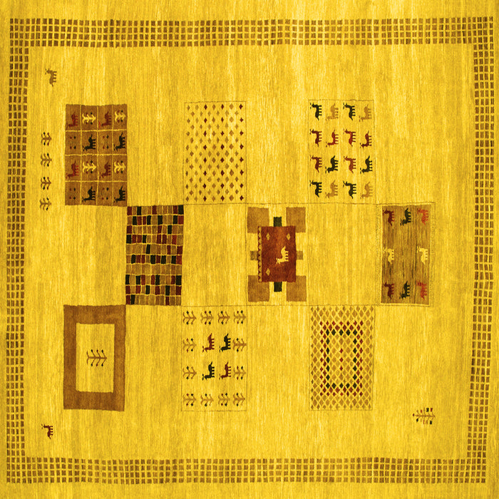 Square Abstract Yellow Contemporary Rug, con594yw