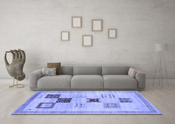 Machine Washable Abstract Blue Contemporary Rug in a Living Room, wshcon594blu